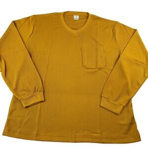Haband Vintage Waffle Pocket Long Sleeve Men's shirt size Large Mustard Gold
